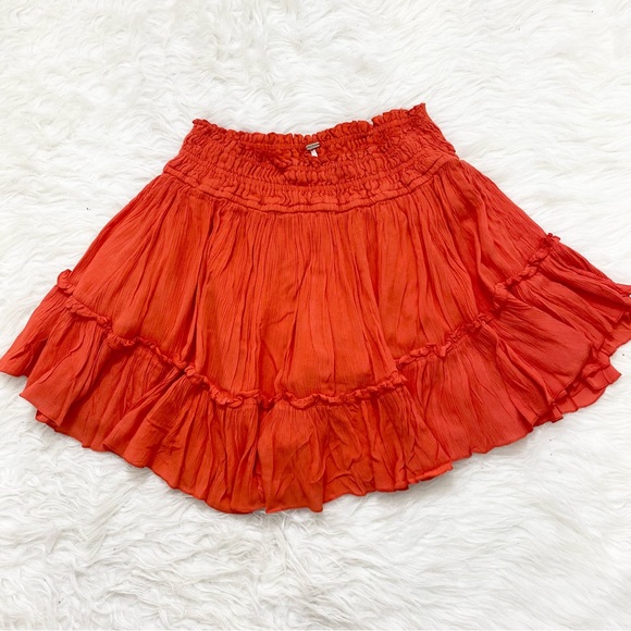 Free People Dresses & Skirts - FREE PEOPLE Red Ruffle Mini Skirt